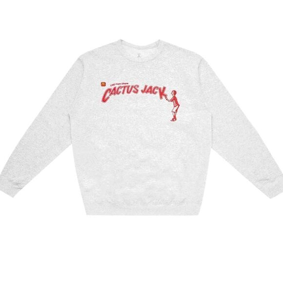 Cactus Jack by Travis Scott x McDonald's Spelling Crewneck II 'Ash Heather' - Picture 1 of 6